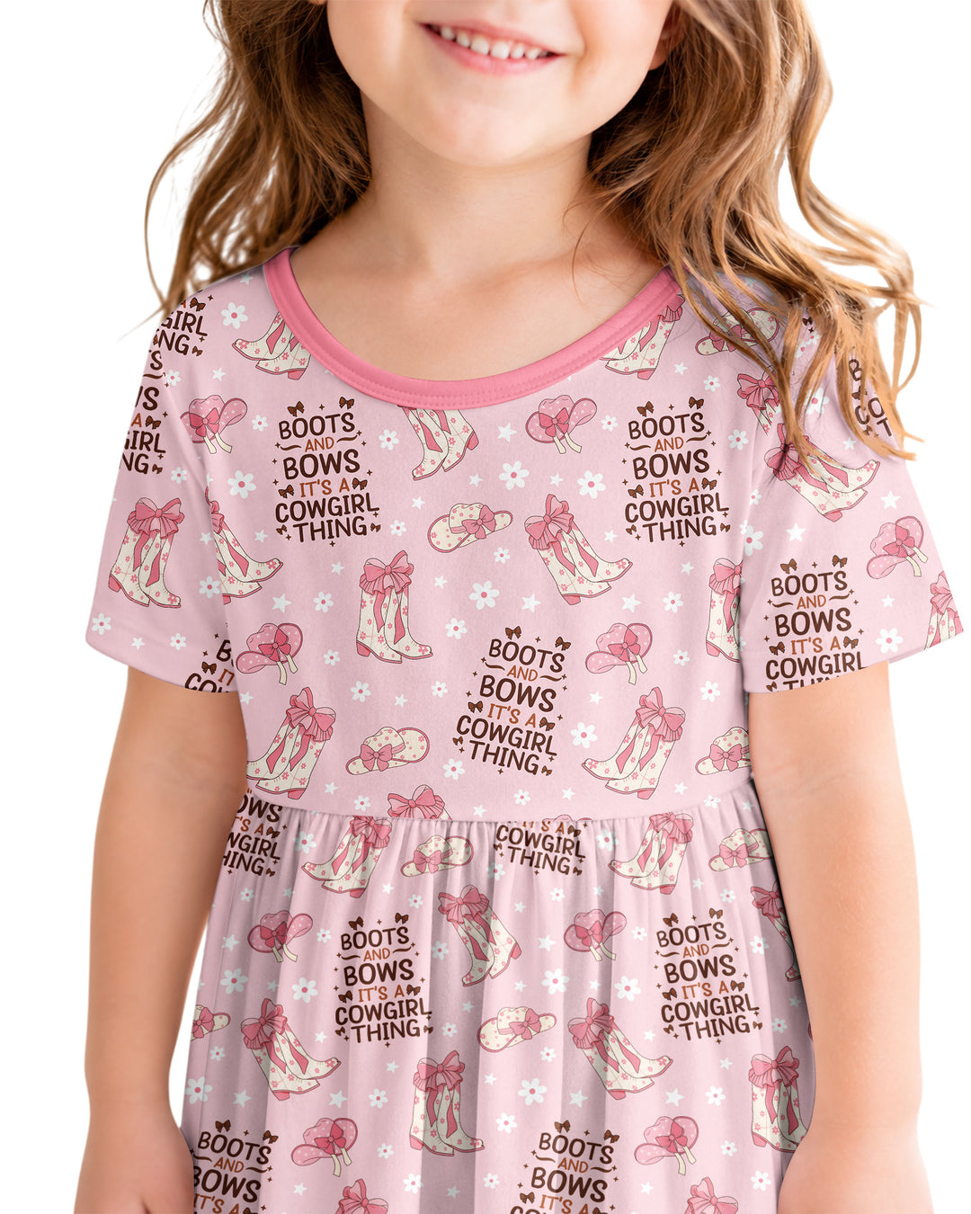 Western Cowgirl Boots And Bows Bamboo Twirl Dress