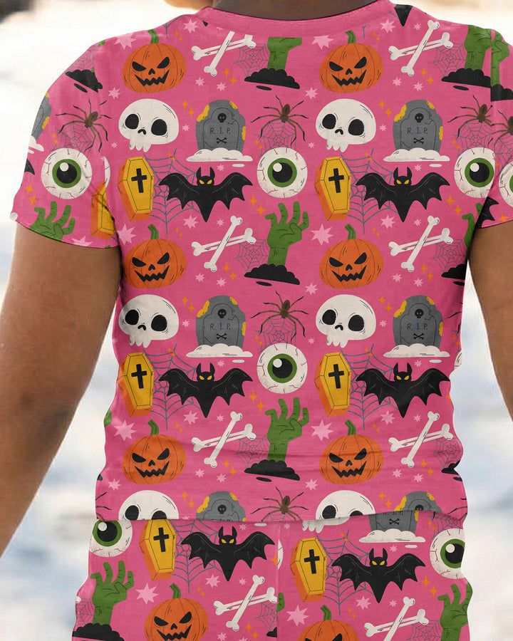 Little Monsters Bamboo Two Piece Short Sleeve Pyjamas Set For Haloween