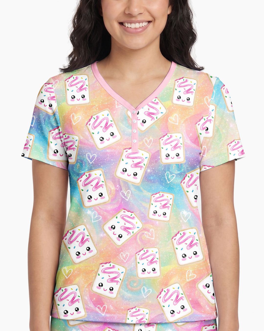 Kawaii Sprinkle Pastry  Bamboo Women Short Sleeve Short Pajama Set