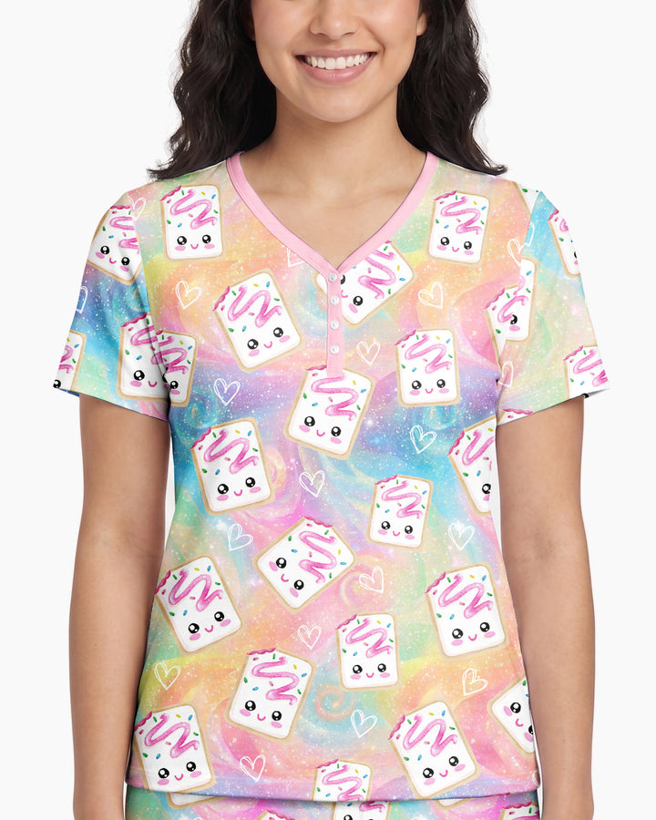 Kawaii Sprinkle Pastry  Bamboo Women Short Sleeve Short Pajama Set