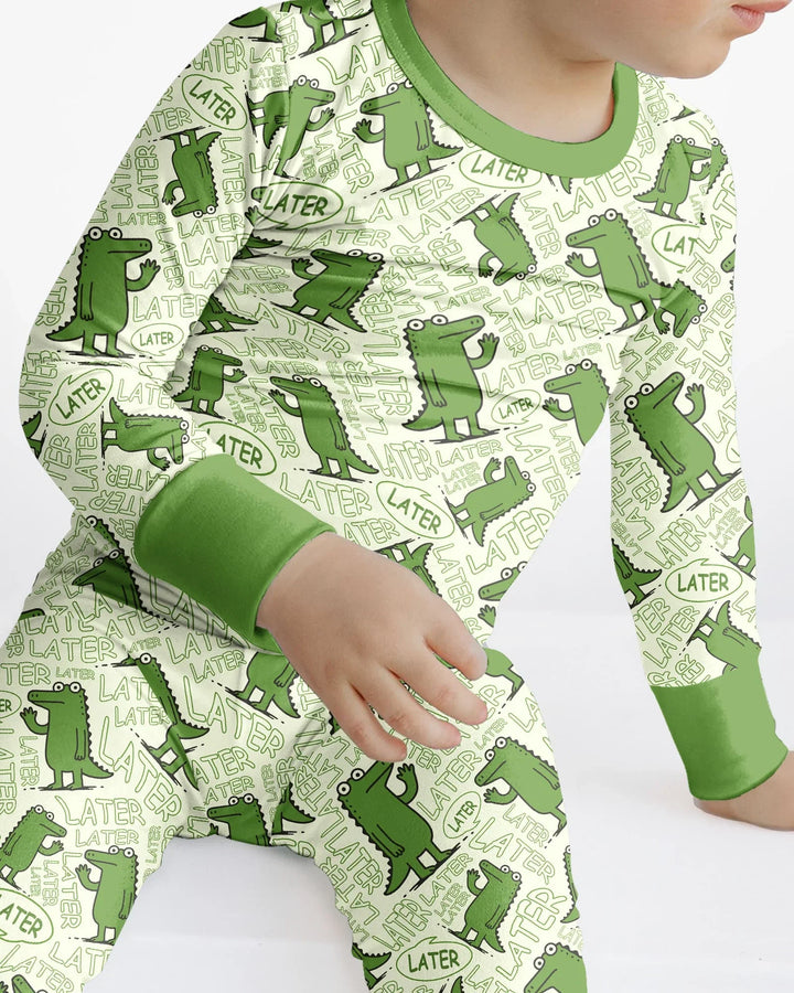 See you later, alligator! Bamboo Two Piece Long Sleeve Pajama Set