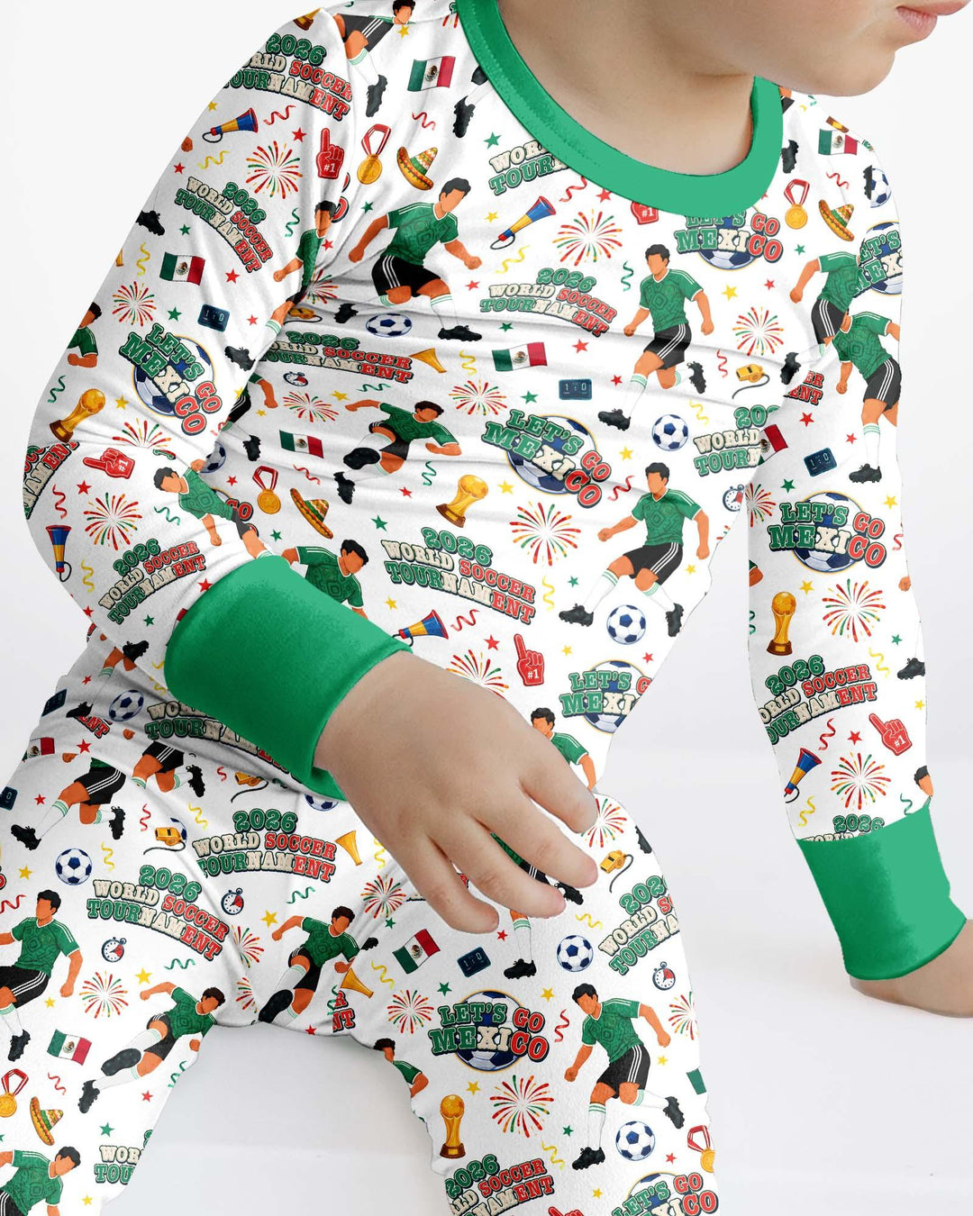 World Soccer Tournament Let's Go Mexico Family Matching Bamboo Two Piece Long Sleeve Pajama Set