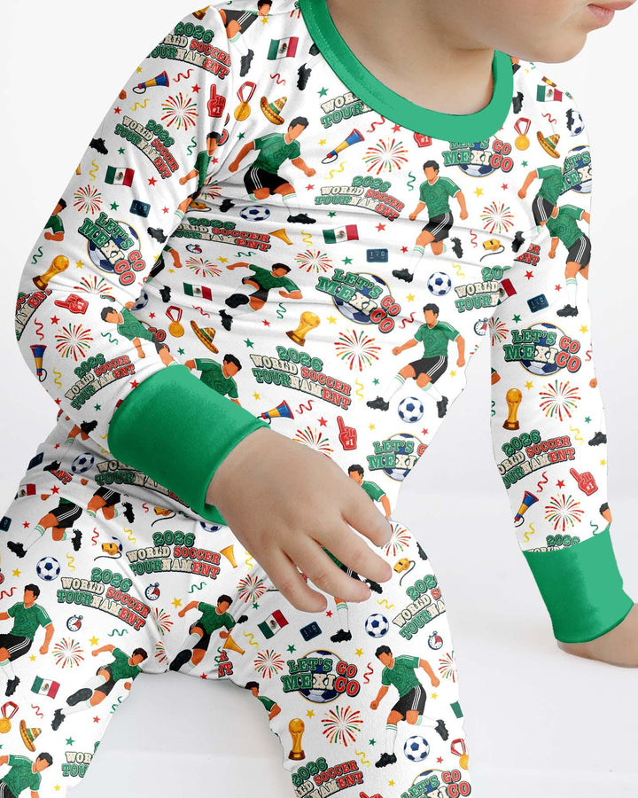 World Soccer Tournament Let's Go Mexico Family Matching Bamboo Two Piece Long Sleeve Pajama Set