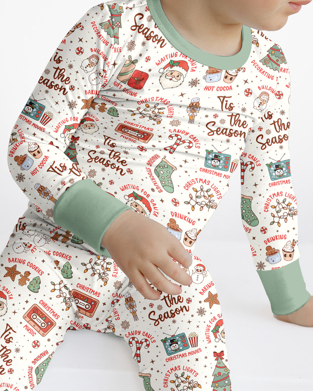 Tis The Season Retro Christmas Bamboo Two Piece Long Sleeve Pajama Set