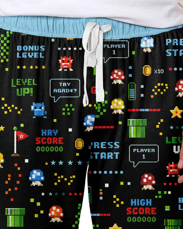Pixel Game Lover Matching Bamboo Men's Pajama Set