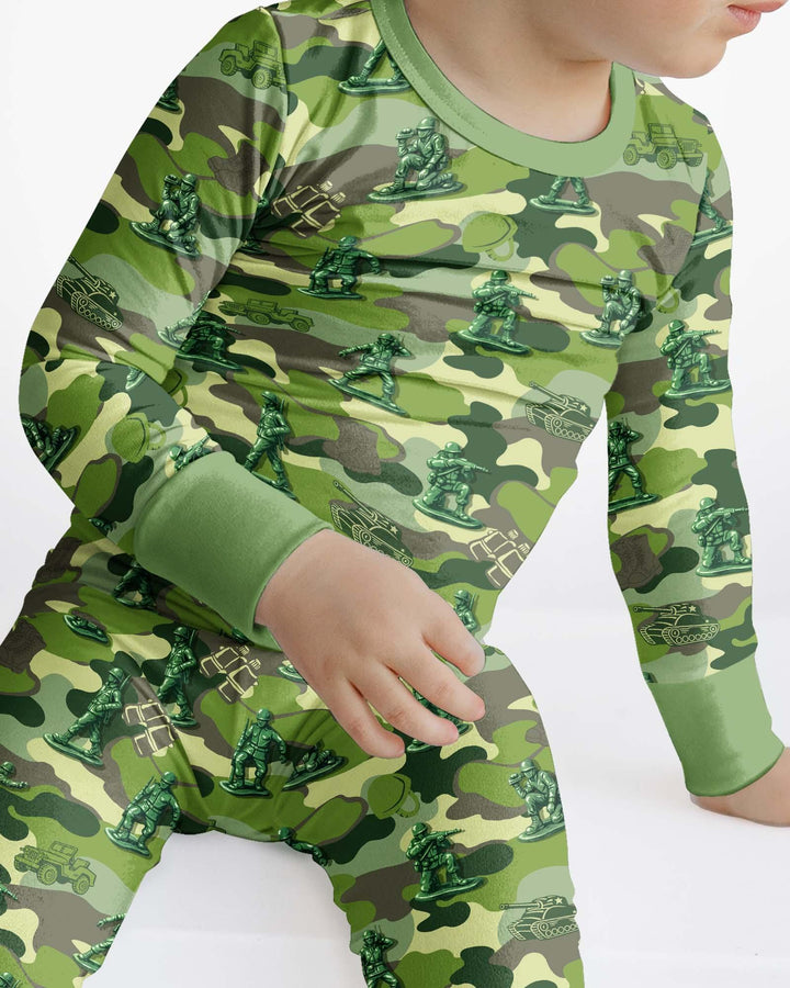 Green Army Men Bamboo Two Piece Long Sleeve Pajama Set