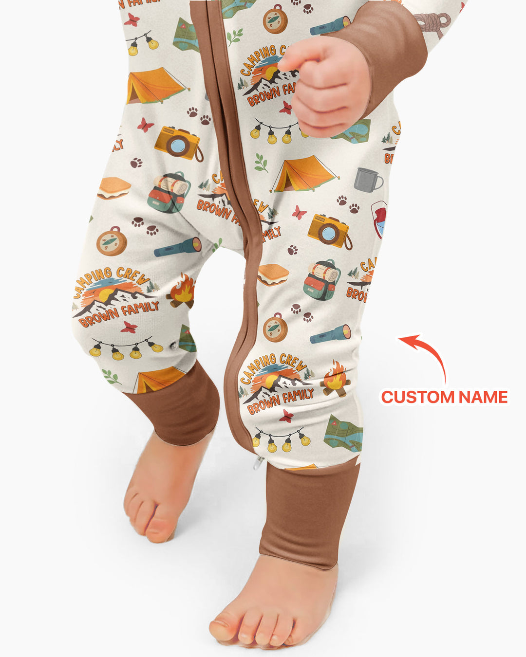 Custom Name Camping Crew Family Matching Bamboo Convertible Zippy