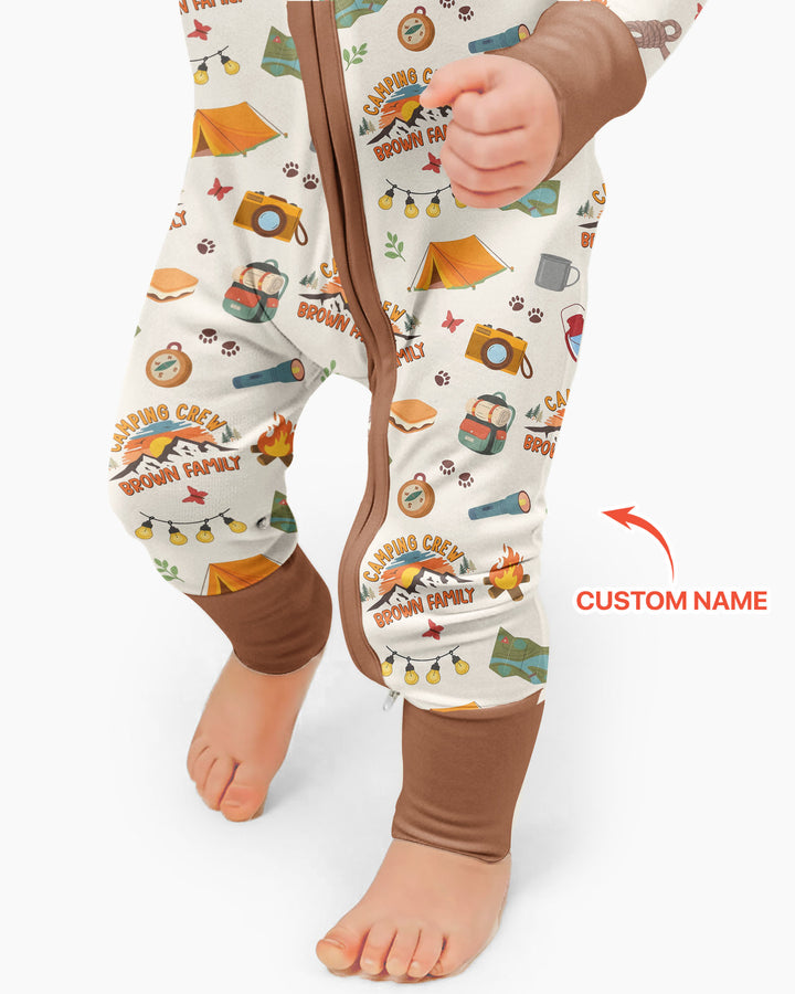 Custom Name Camping Crew Family Matching Bamboo Convertible Zippy
