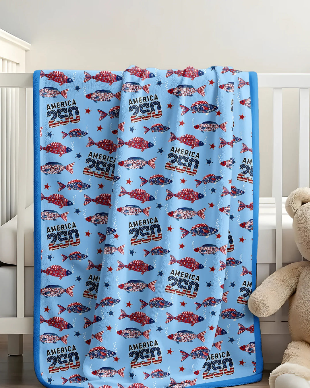 Stars and Stripes Fish Bamboo Blanket