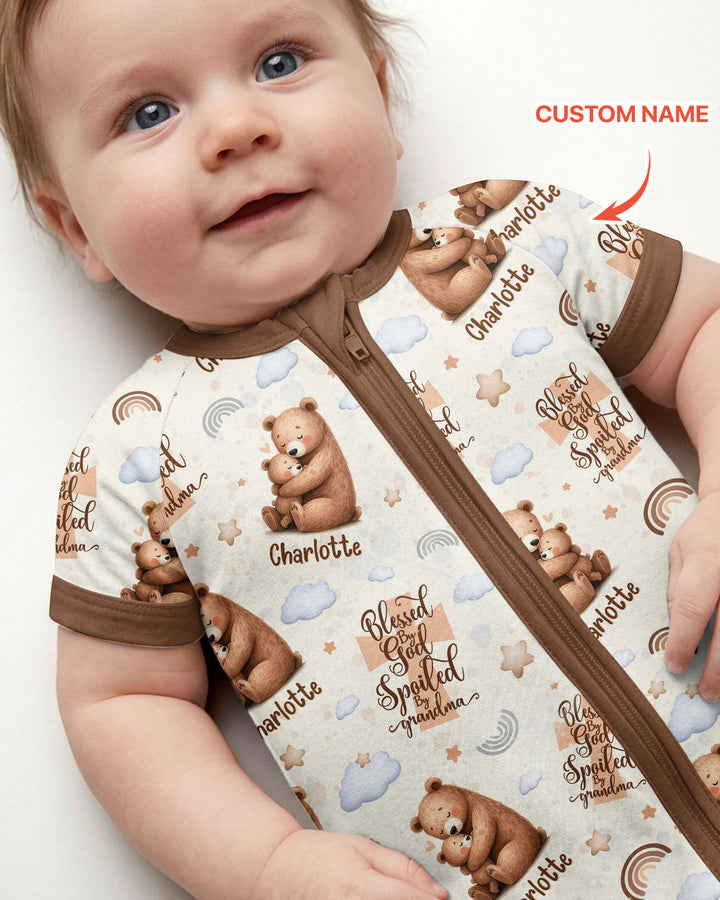 Custom Name Blessed By God Spoiled By Grandma Bamboo Shorty Zippy