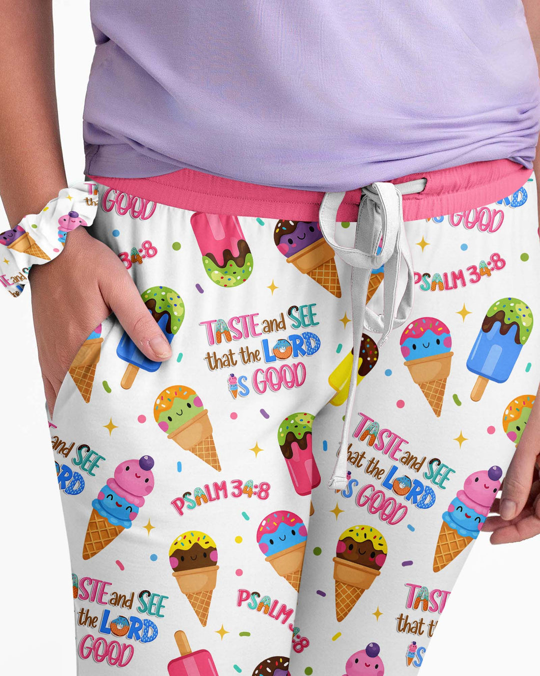 Jesus Summer Ice Cream Taste and See That The Lord Is Good Bamboo Women Pajama Set