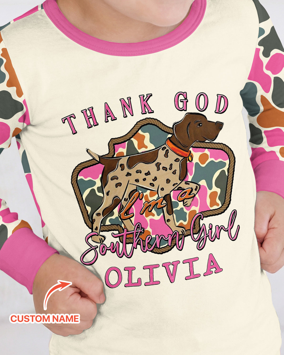 Custom Name Thank God I'm a Southern Bamboo Two Piece Long Sleeve Pajama Set