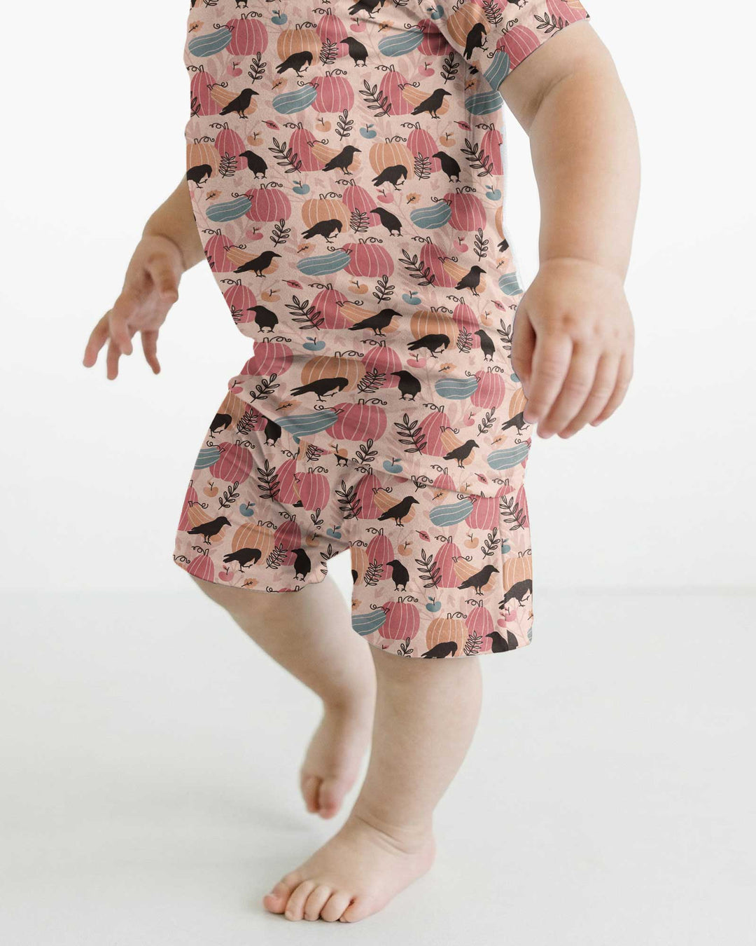 Pastel Pumpkin Patch Bamboo Two Piece Short Sleeve Shorts Pajama Set