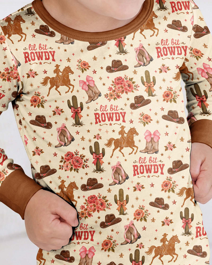 Coquette Cowgirl Lil Bit Rowdy Two Piece Long Sleeve Pajama Set