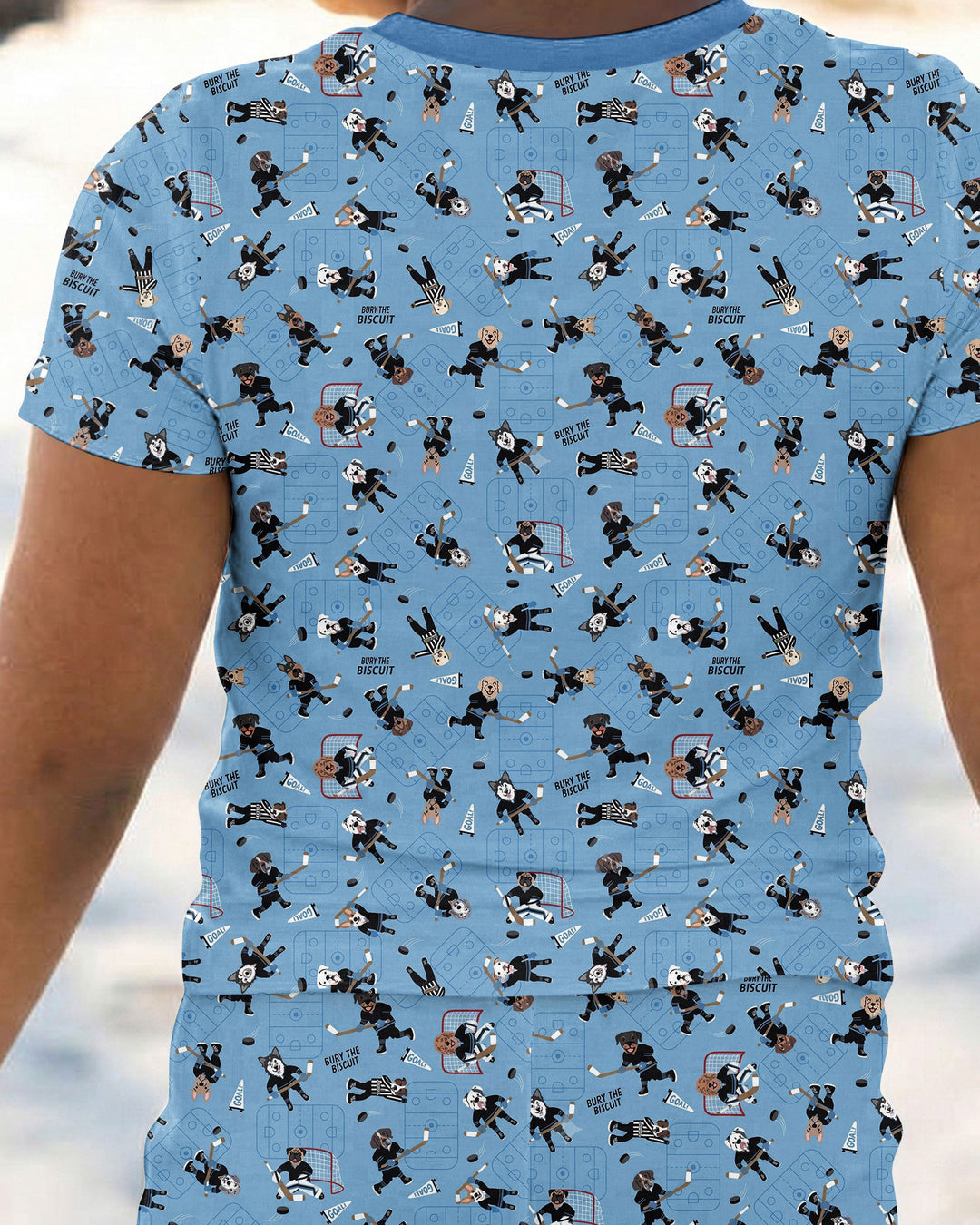 Hockey Dogs - Blue and Black Bamboo Two Piece Short Sleeve Pajama Set