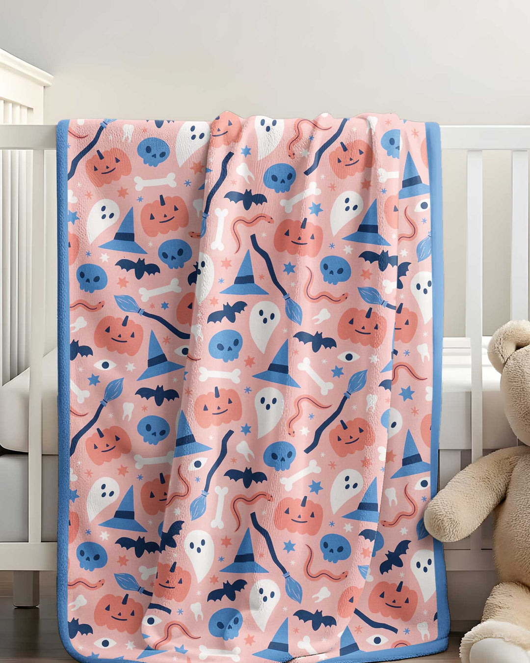 Pastel Pumpkins Skulls And Witch Craft Bamboo Blanket