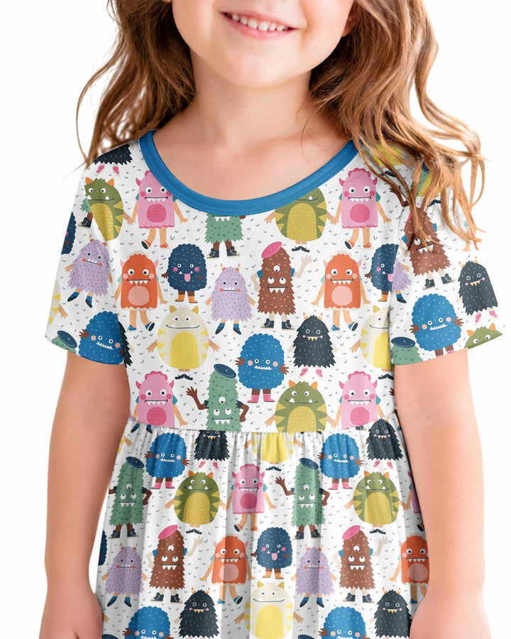 (Not So) Scary Monsters Bamboo Twirl Dress