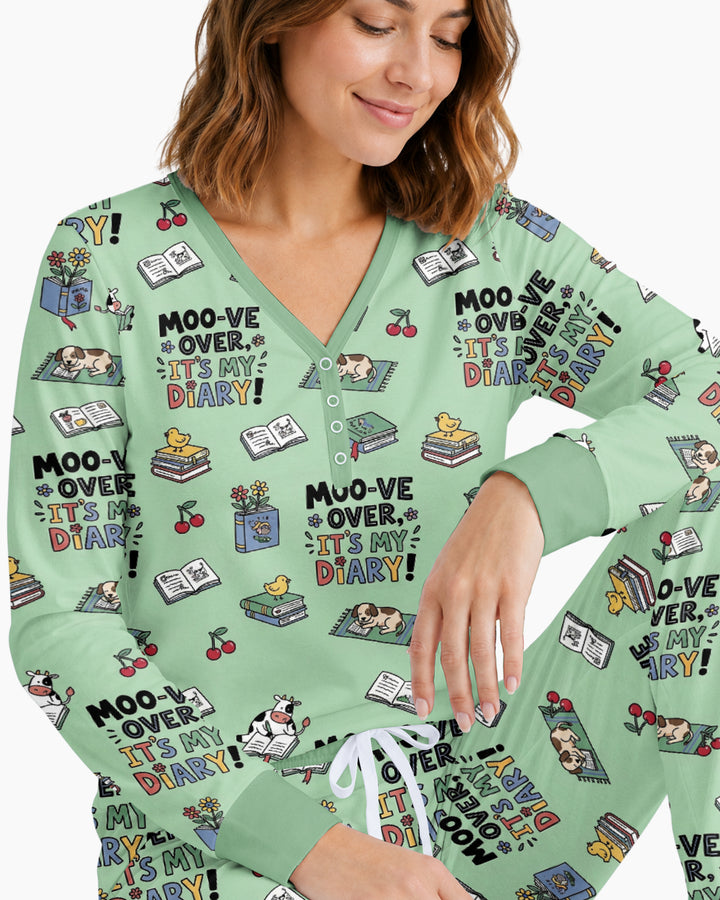 Moove Over Its My Diary Bamboo Women Pajama Set