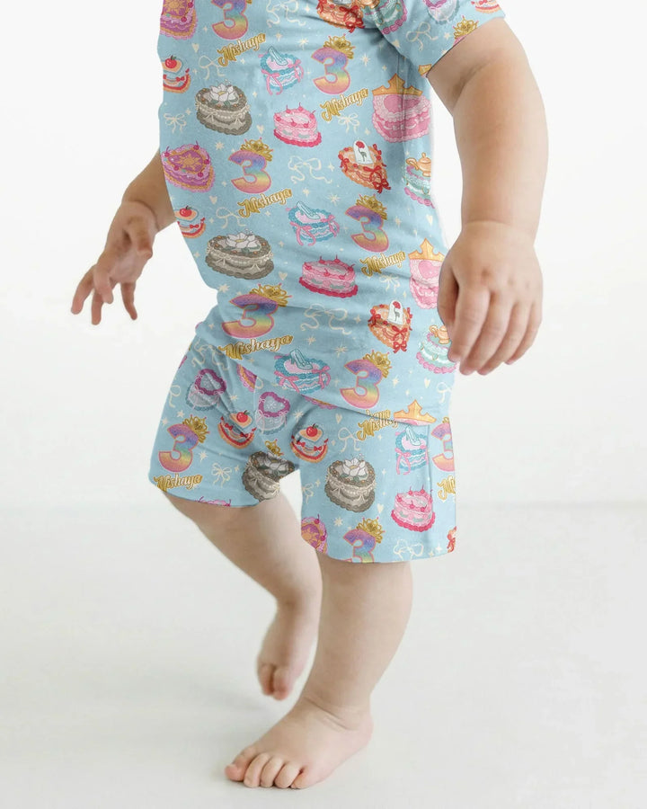 Custom Princess Baby Birthday Bamboo Two Piece Short Sleeve Shorts Pajama Set