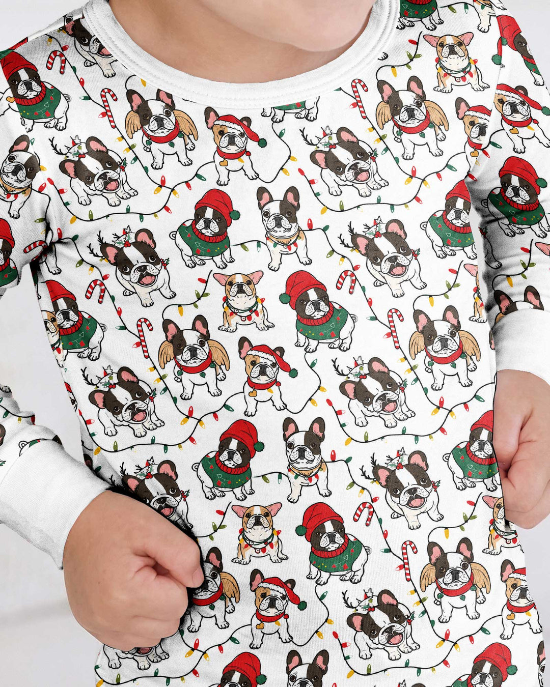Bulldog Christmas Bamboo Two Piece Long Sleeve Pajama Set