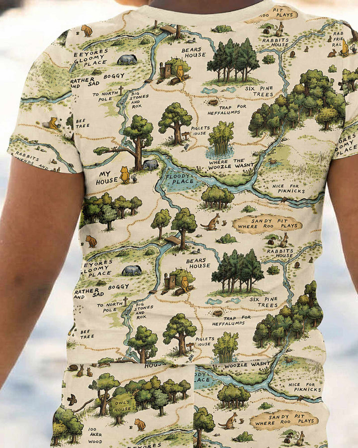 Classic Bear Maps Bamboo Two Piece Short Sleeve Pajama Set