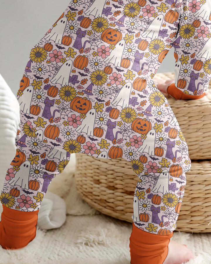 Ghost Pumpkin Fall Floral Halloween Bamboo Convertible Zippy
