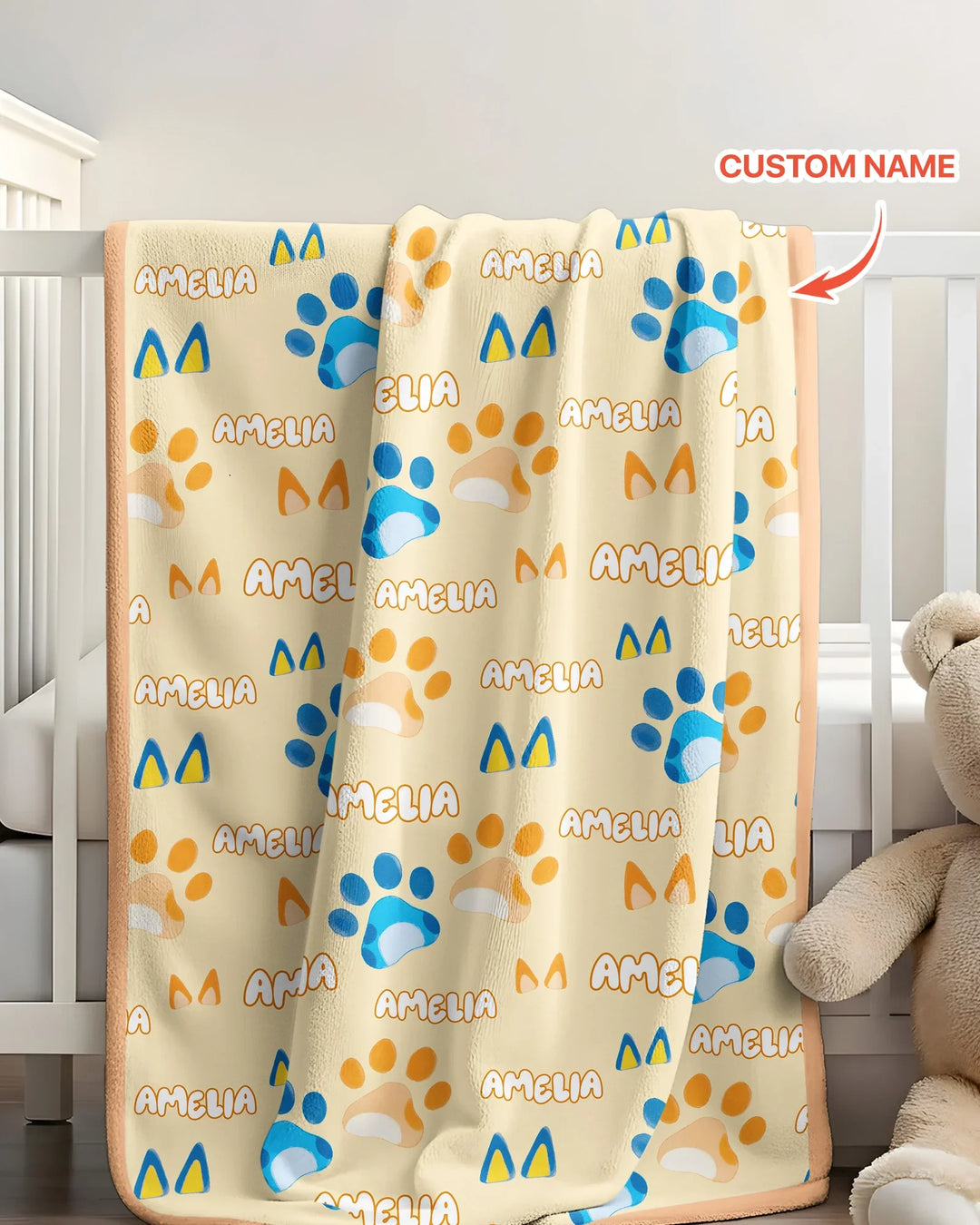 Custom Name Favourite Blue Dog Family Matching Bamboo Blanket