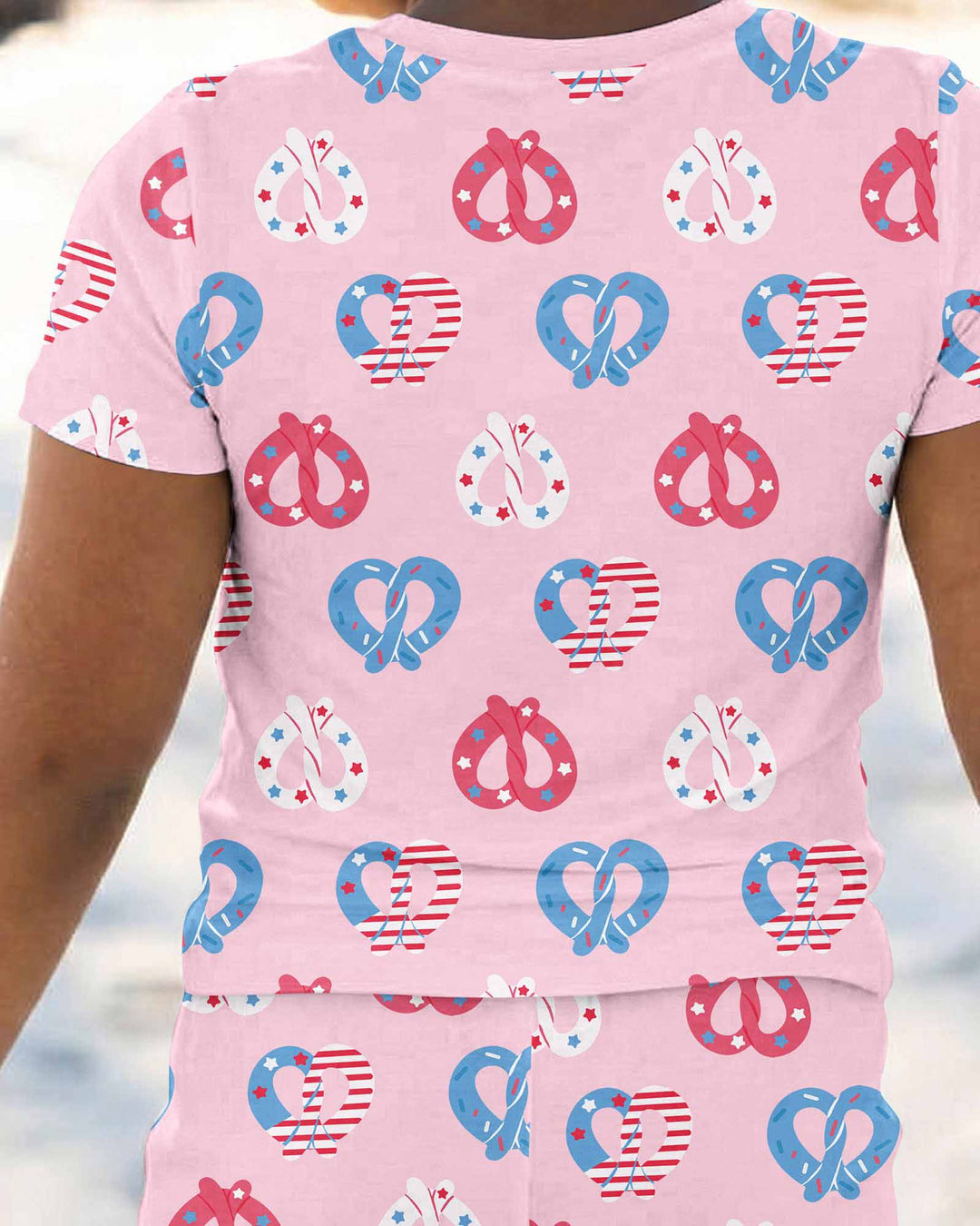 4th of July Pretzel  Bamboo Two Piece Short Sleeve Pajama Set