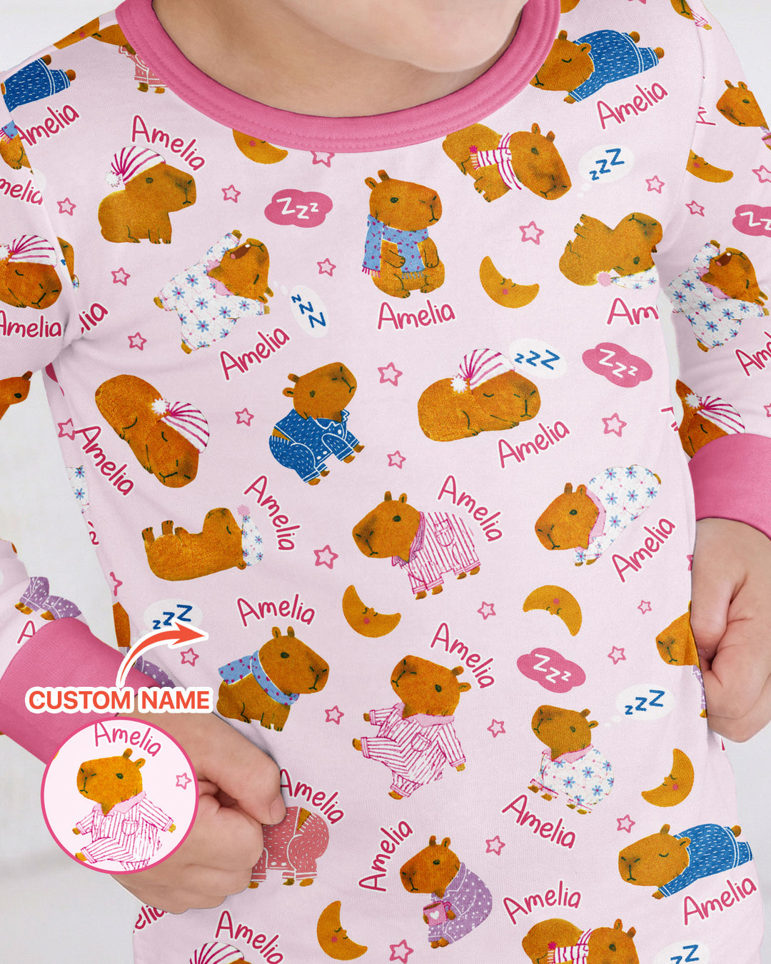 Cozy Capybara Dreams Bamboo Two Piece Long Sleeve Pajama Set