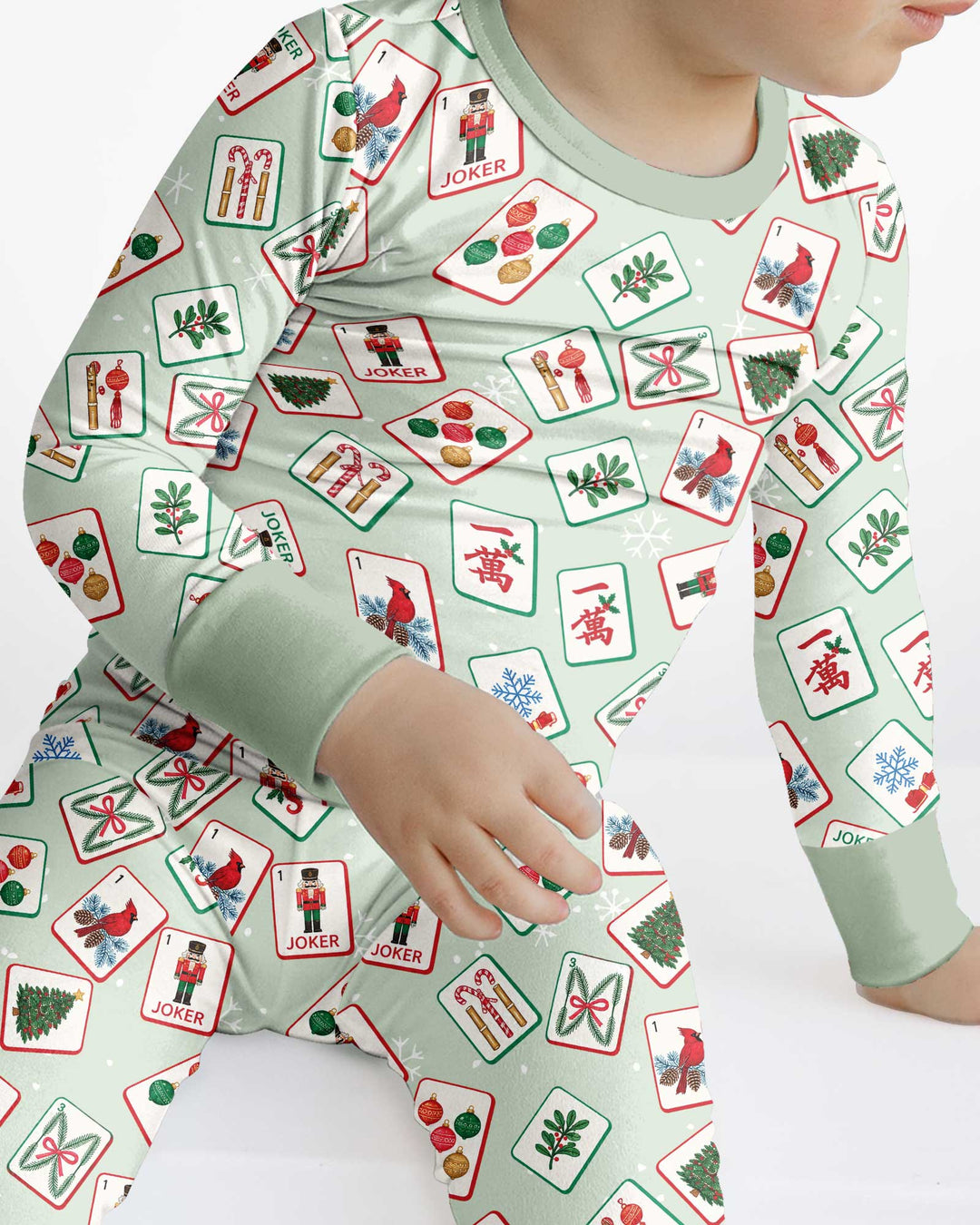 Christmas Mahjong  Bamboo Two Piece Long Sleeve Pajama Set