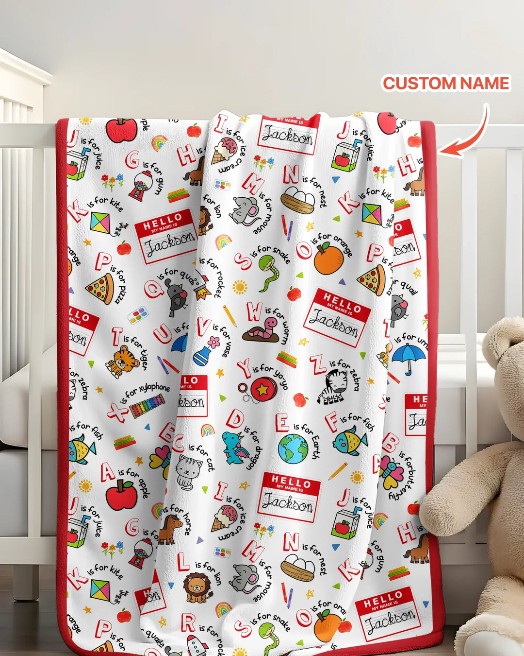 Custom Name Hello School ABCs Bamboo Blanket