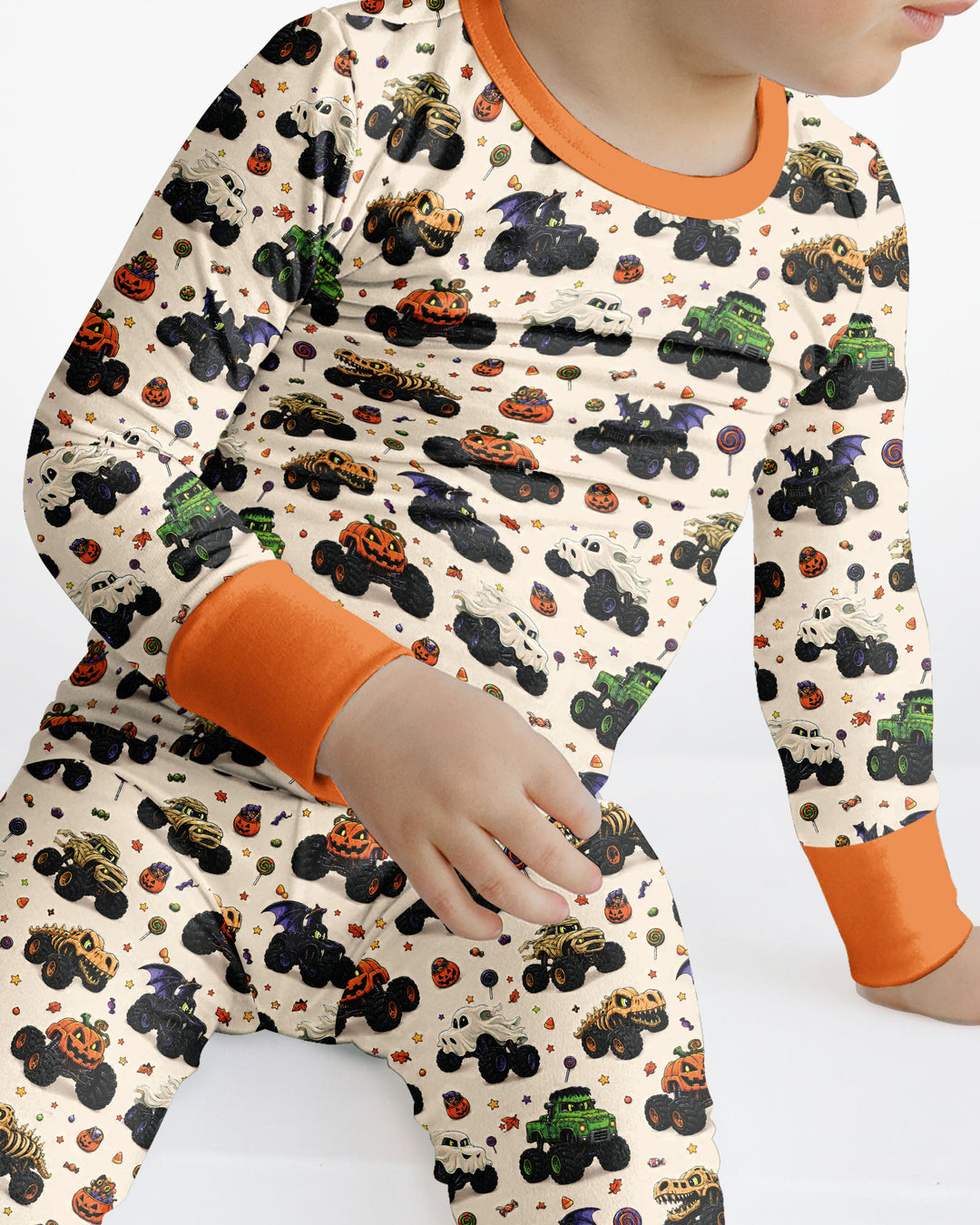 Spooky Monster Truck Bamboo Two Piece Long Sleeve Pajama Set
