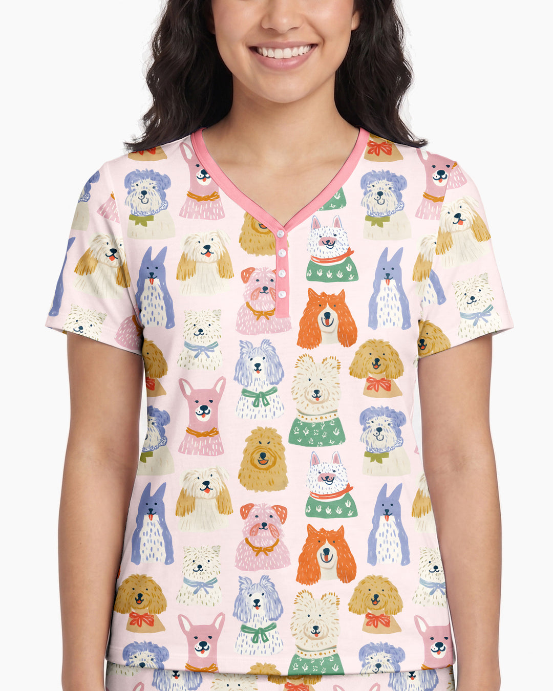 Puppy Portrait Bamboo Women Short Sleeve Short Pajama Set