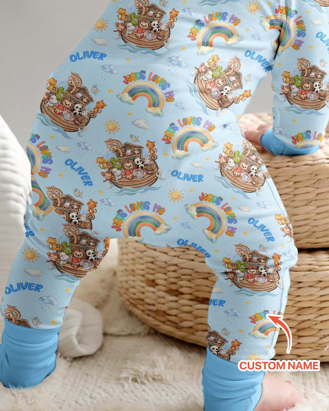 Custom Name Jesus Loves Me Noah's Ark Bamboo Convertible Zippy