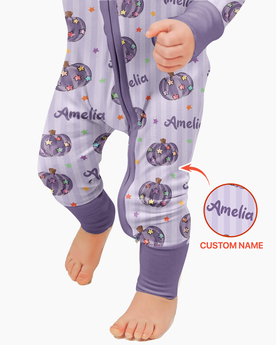 Colorful Star Pumpkin Custom Name Bamboo Convertible Zippy