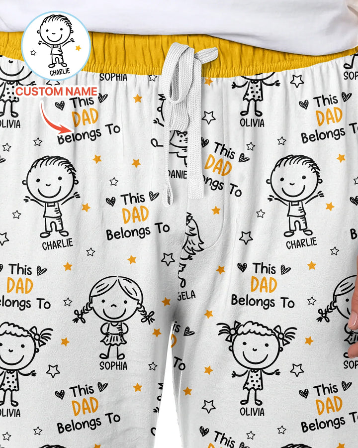 Custom Name This Dad Belongs To Doodle Bamboo Men's Pajama Set