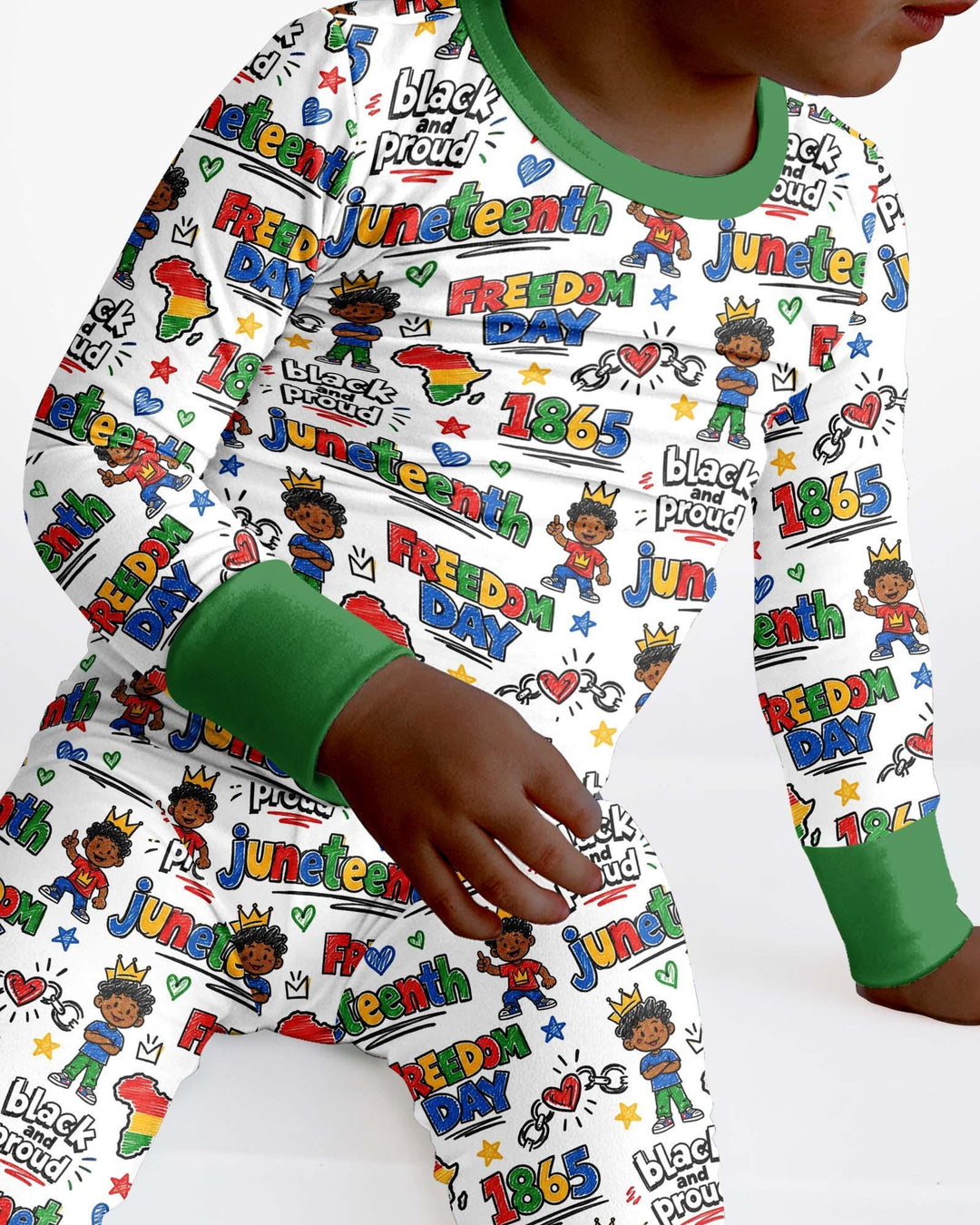 Juneteenth Black and Proud Bamboo Two Piece Long Sleeve Pajama Set