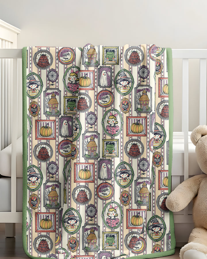 Vintage Halloween Ghost Pumpkin Portraits Bamboo Blanket