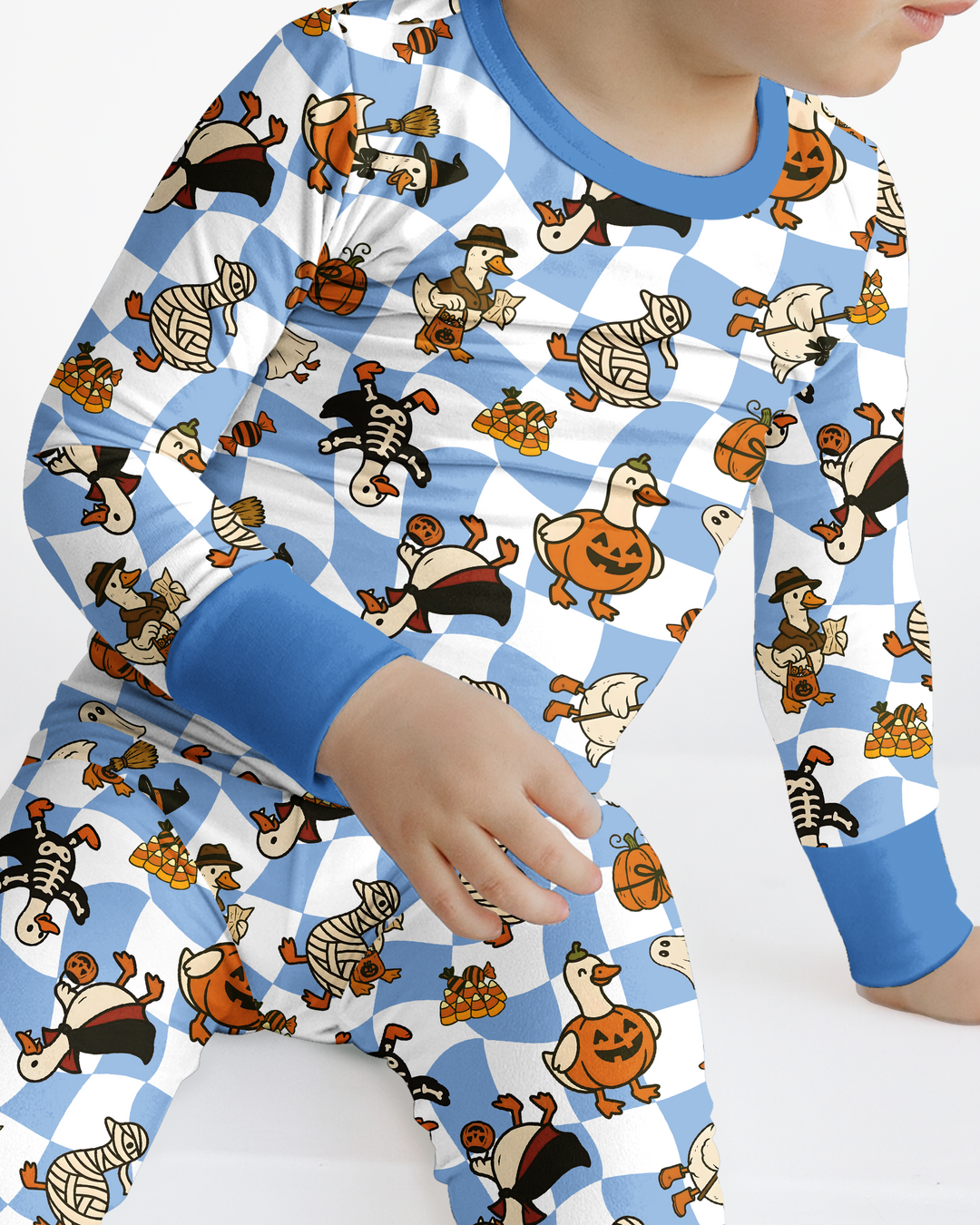 Spooky Goose Scrub Hat Bamboo Two Piece Long Sleeve Pajama Set