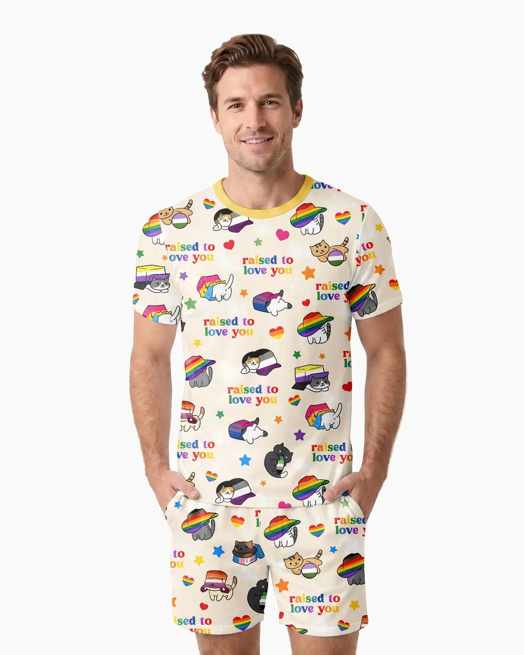 Rainbow Paws Family Matching Bamboo Men Short Sleeve Short Pajama Set
