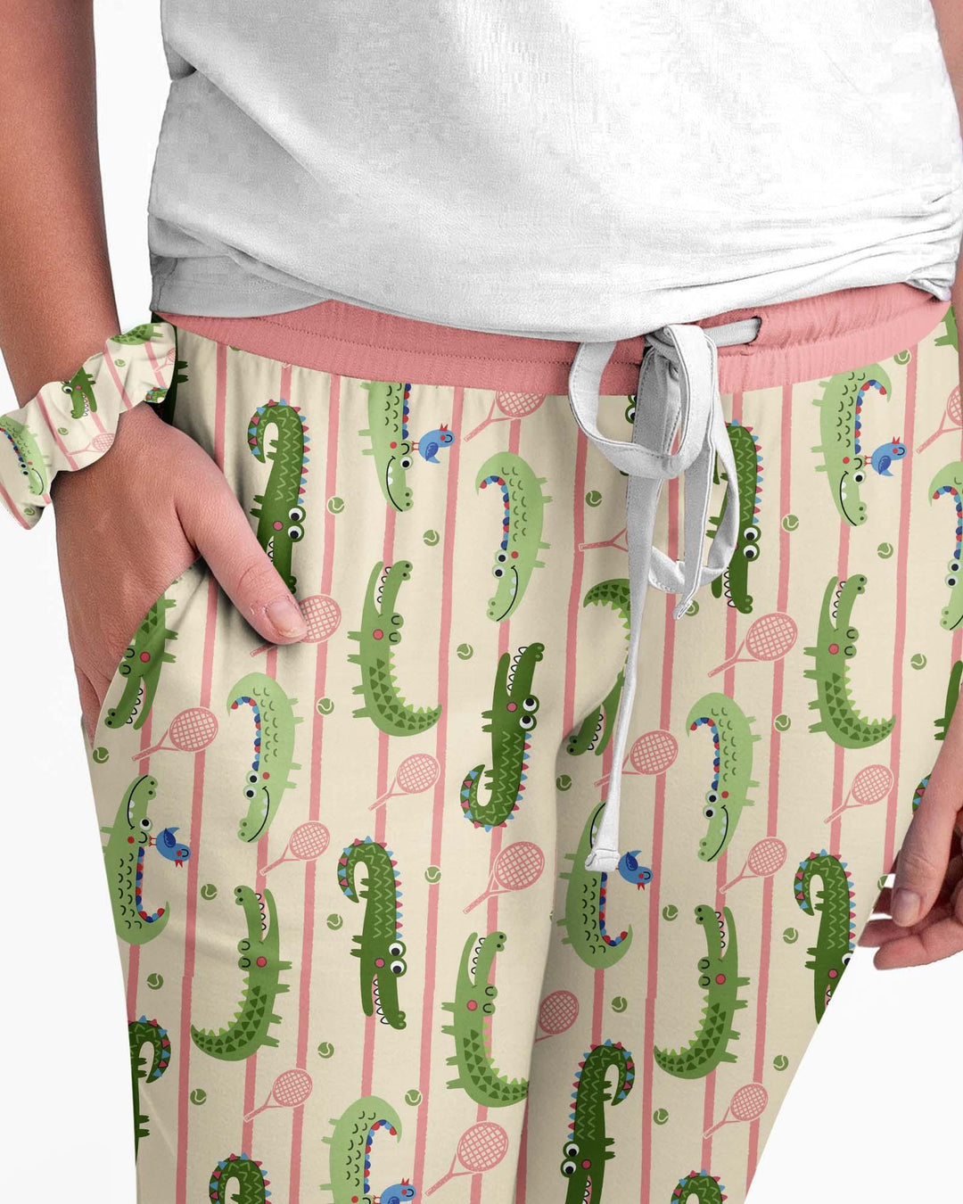 Custom Name Tennis Crocodiles Bamboo Women Pajama Set