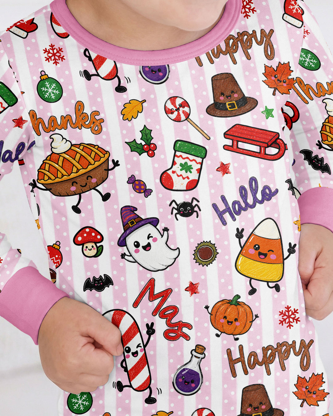 Happy Hallothanksmas Bamboo Two Piece Long Sleeve Pajama Set
