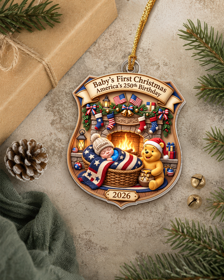 Little Patriot Christmas Personalized 1-Side Photo Acrylic Ornament