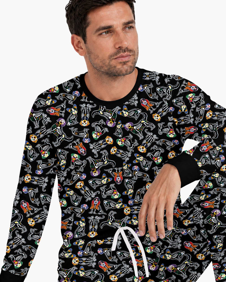 Dia De Los Muertos Doggie Bamboo Men's Pajama Set