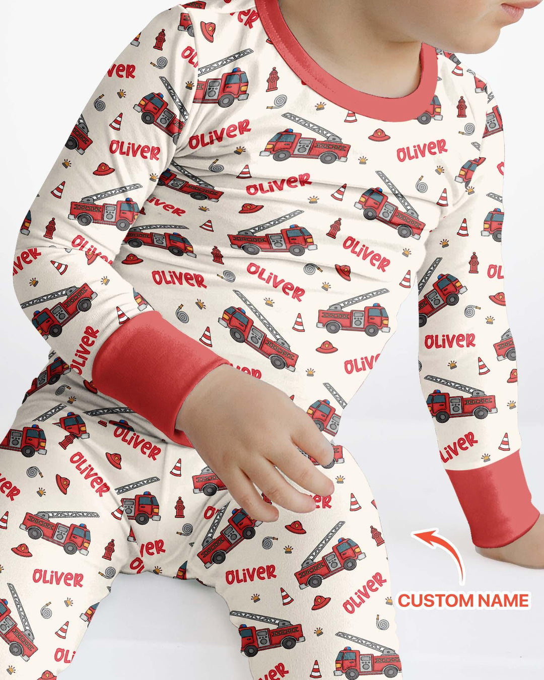 Custom Name Future Firefighters Bamboo Two Piece Long Sleeve Pajama Set