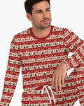 Vintage Reindeer Christmas Stripes Bamboo Men's Pajama Set