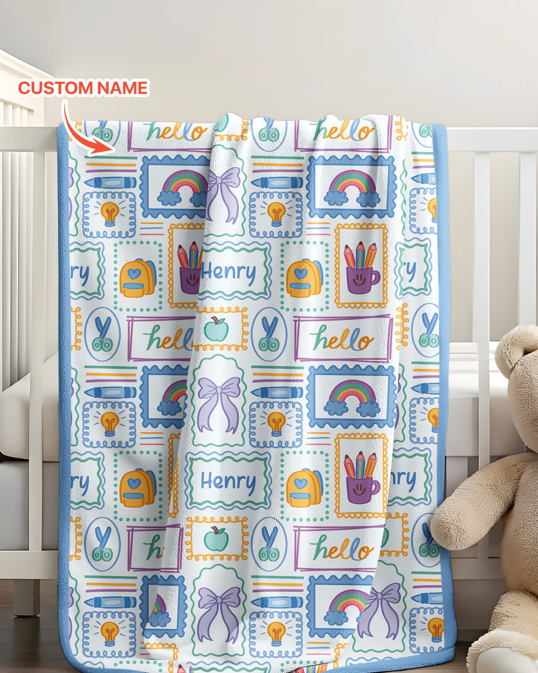 Custom Name Hello School Bamboo Blanket