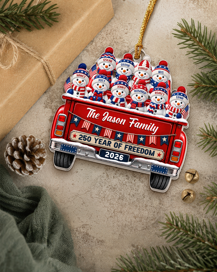 Patriotic Family 250th Anniversary USA- Personalized Acrylic Ornament