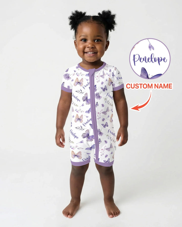 Custom Name Lilac Bloom Bamboo Shorty Zippy