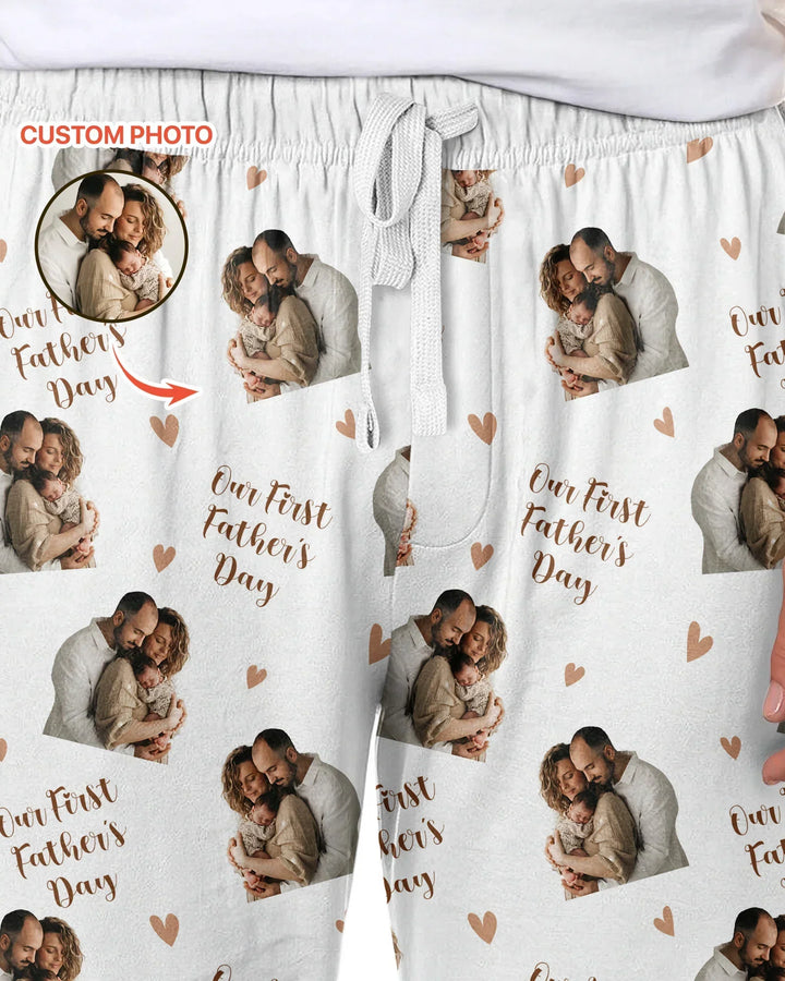 Custom Photo Our First as Parents Bamboo Men's Pajama Set